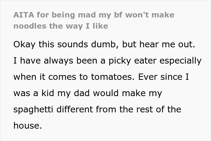 Guy Lies That He Makes Pasta With "Tomato Essence", Laughs At GF's Picky Eating