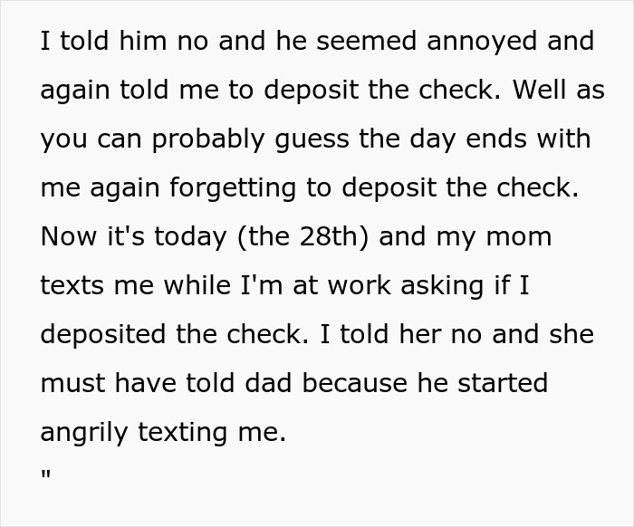 “His Anger Was Out Of Line”: Dad Wants Daughter To Deposit Christmas Check, Loses It As She Doesn’t “His Anger Was Out Of Line”: Dad Wants Daughter To Deposit Christmas Check, Loses It As She Doesn’t