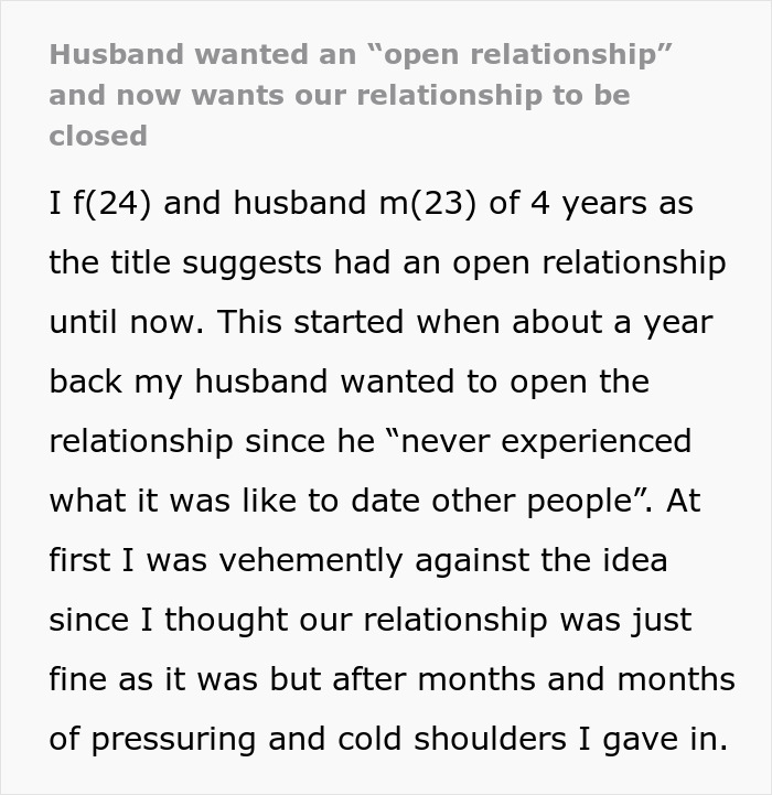 Wife Doesn't Want To Open Up Marriage, Husband Demands It, Regretting It Soon After