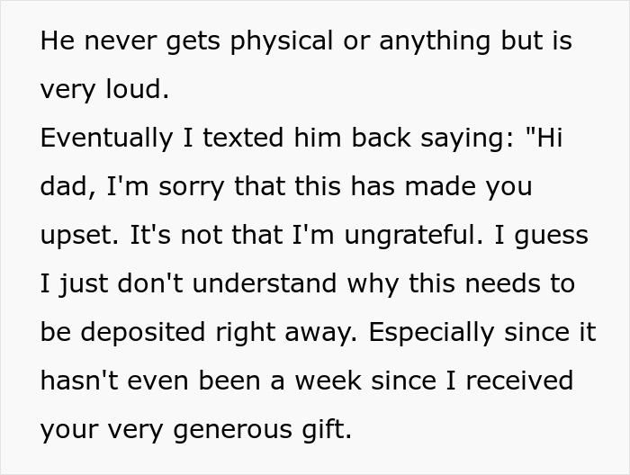 “His Anger Was Out Of Line”: Dad Wants Daughter To Deposit Christmas Check, Loses It As She Doesn’t “His Anger Was Out Of Line”: Dad Wants Daughter To Deposit Christmas Check, Loses It As She Doesn’t