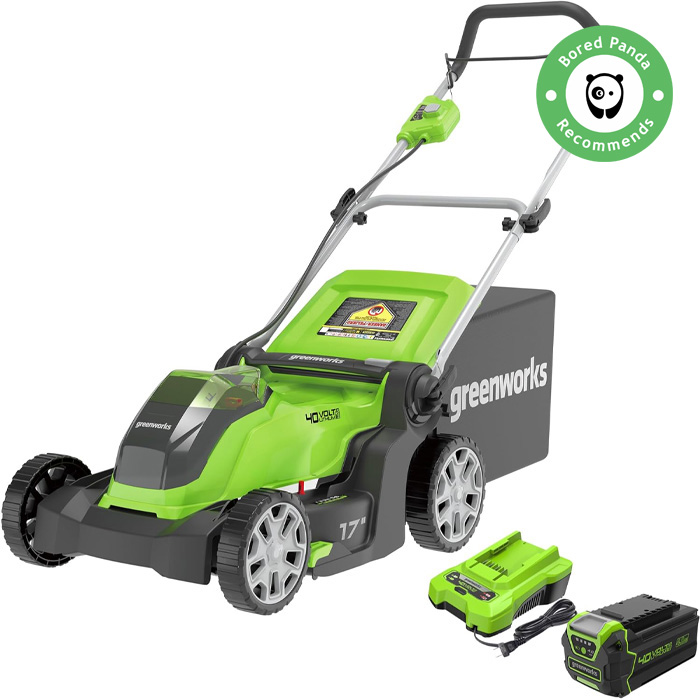 Green and black lawn mower 