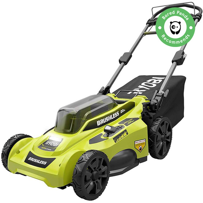 Green and black lawn mower
