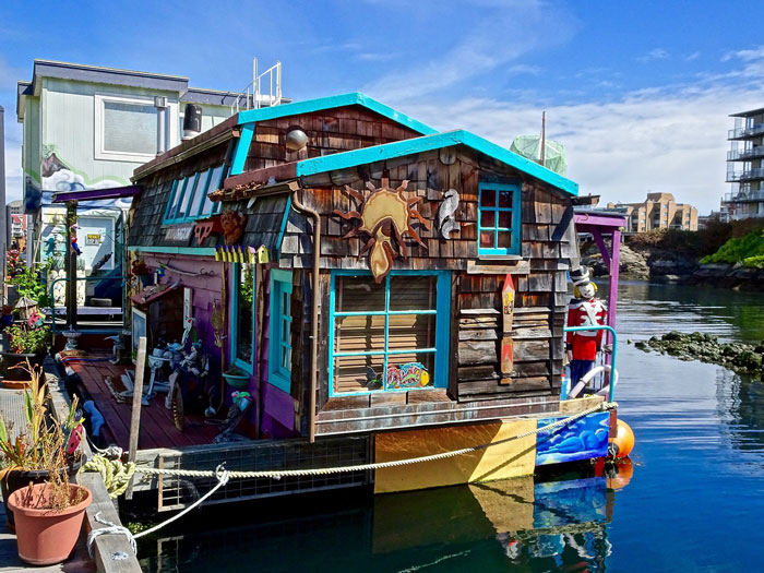 colorful retro house boat