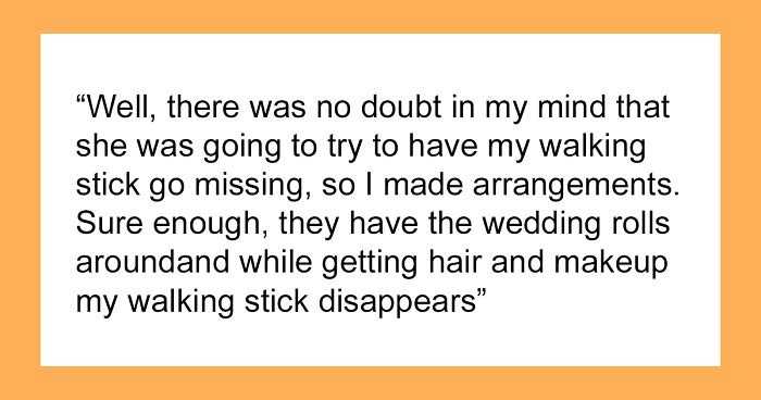 Bridezilla Hides Veteran’s Cane That Doesn’t Fit Her Wedding Aesthetic, Regrets It Immediately