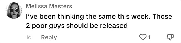 Comment supporting Menendez Brothers' release, mentioning they "should be released". Comment supporting Menendez Brothers' release, mentioning they "should be released".