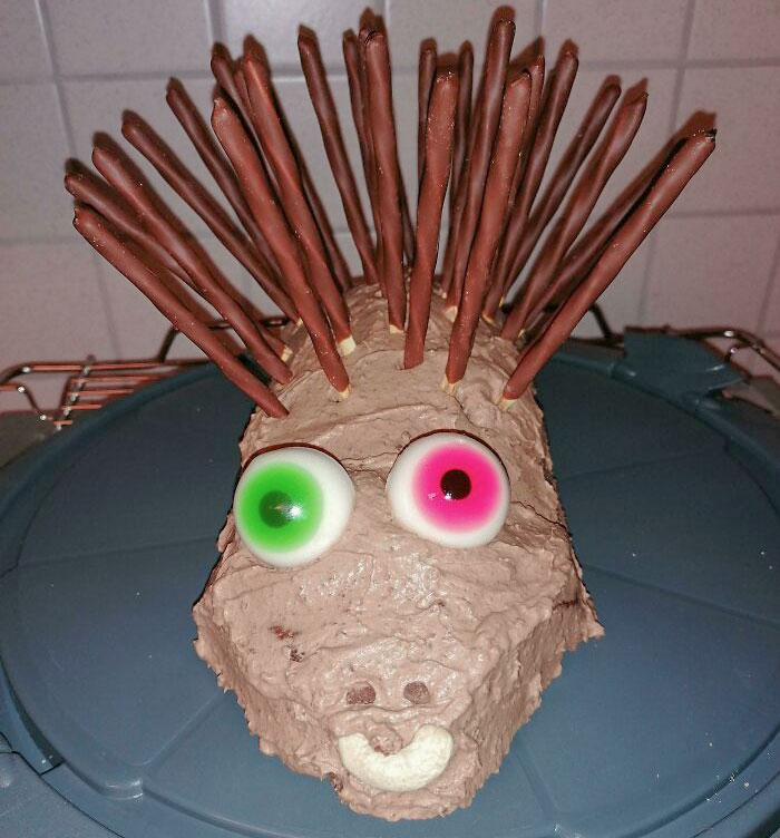 My First Try Making An Ugly Hedgehog Cake