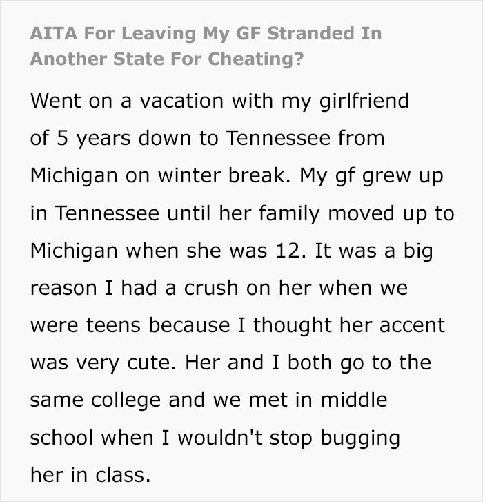 Guy Leaves His GF In A Hotel In Another State After Learning She Cheated, Asks If It Was Wrong Guy Leaves His GF In A Hotel In Another State After Learning She Cheated, Asks If It Was Wrong