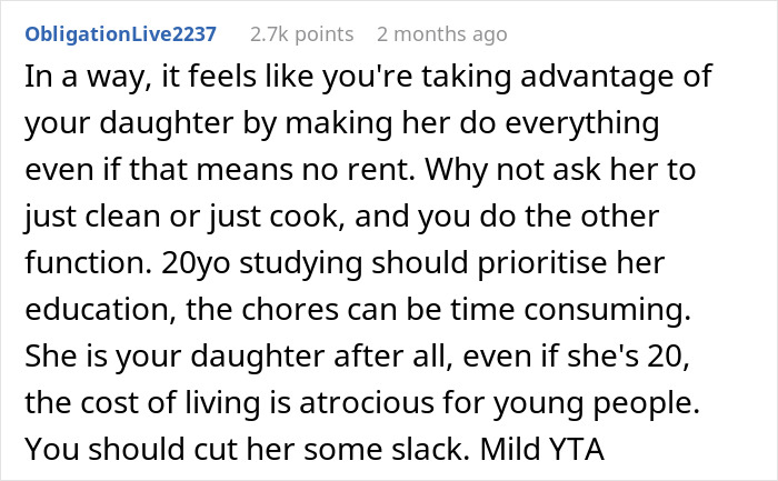 "Am I The Jerk For Expecting My Daughter To Stick To Our Chores-For-Rent Deal?" "Am I The Jerk For Expecting My Daughter To Stick To Our Chores-For-Rent Deal?"