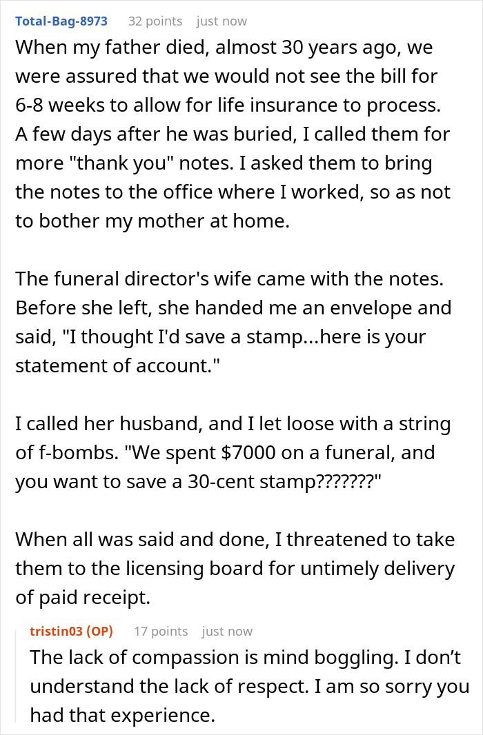Woman Shares A Mildly Infuriating Story About A Call From Funeral Home Where She Buried Her Husband Woman Shares A Mildly Infuriating Story About A Call From Funeral Home Where She Buried Her Husband