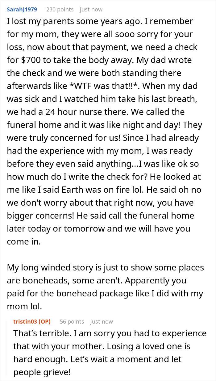 Woman Shares A Mildly Infuriating Story About A Call From Funeral Home Where She Buried Her Husband Woman Shares A Mildly Infuriating Story About A Call From Funeral Home Where She Buried Her Husband