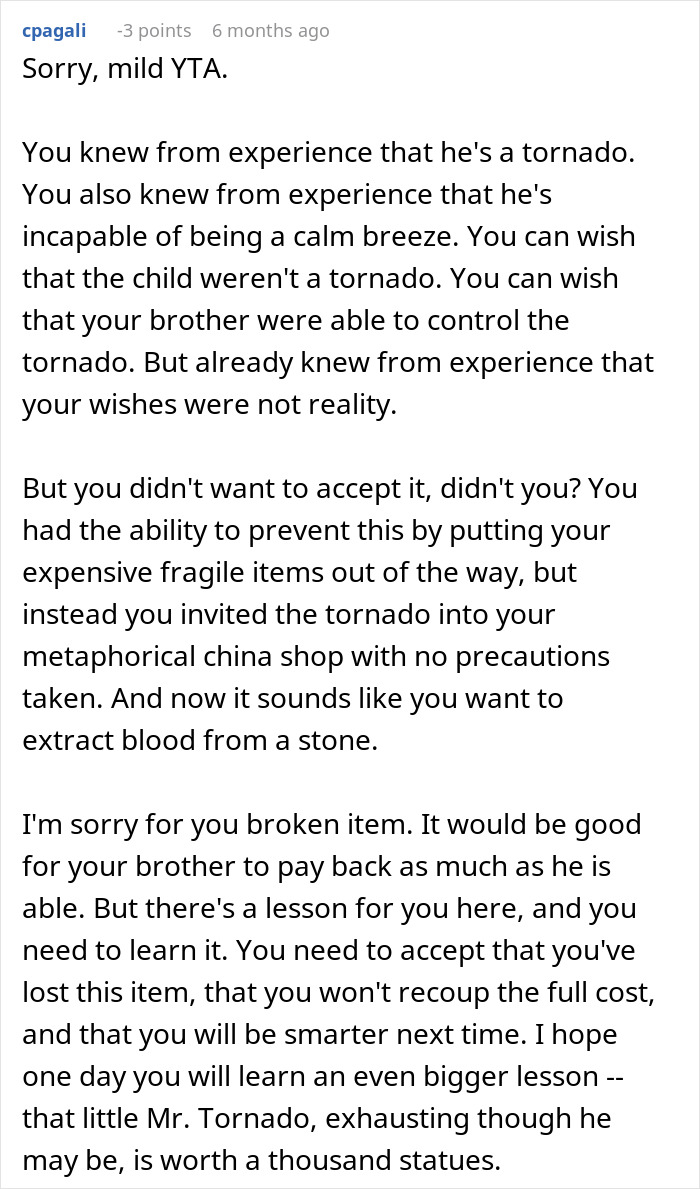 Dad Is Furious His Sister Is Asking Him For $4k In Damages After Nephew Wreaks Havoc Dad Is Furious His Sister Is Asking Him For $4k In Damages After Nephew Wreaks Havoc
