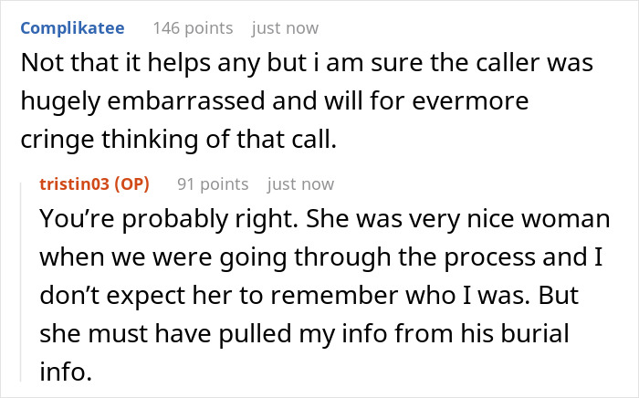 Woman Shares A Mildly Infuriating Story About A Call From Funeral Home Where She Buried Her Husband Woman Shares A Mildly Infuriating Story About A Call From Funeral Home Where She Buried Her Husband