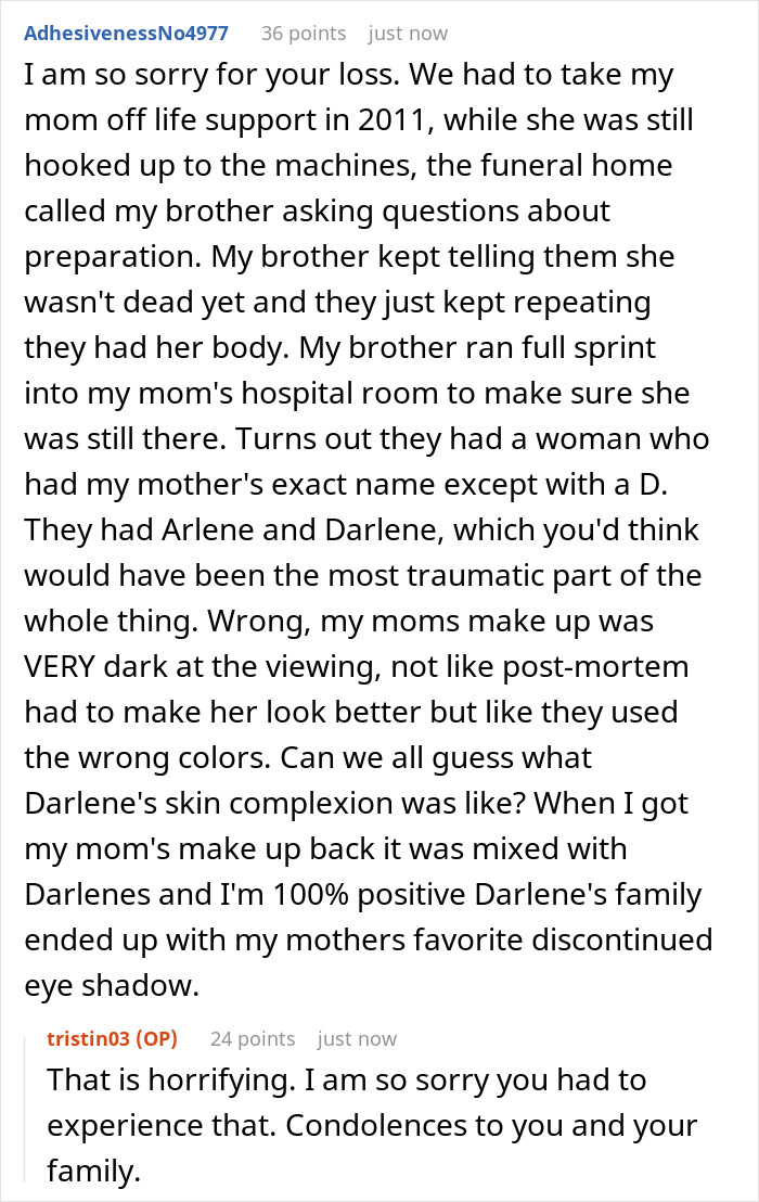 Woman Shares A Mildly Infuriating Story About A Call From Funeral Home Where She Buried Her Husband Woman Shares A Mildly Infuriating Story About A Call From Funeral Home Where She Buried Her Husband