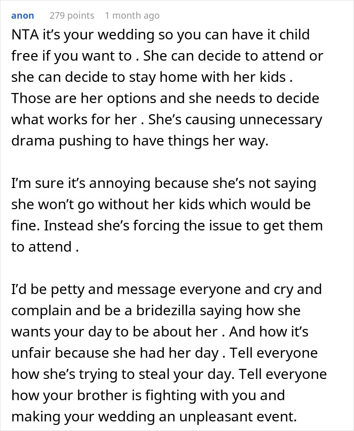 Bride Refuses To Make An Exception For SIL’s 4 Kids At Her Child-Free Wedding, Drama Ensues Bride Refuses To Make An Exception For SIL’s 4 Kids At Her Child-Free Wedding, Drama Ensues