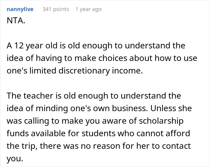 Teacher Tells Parents Their Financial Talk With Daughter Is Very Inappropriate