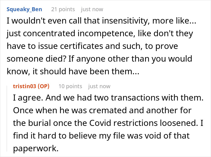 Woman Shares A Mildly Infuriating Story About A Call From Funeral Home Where She Buried Her Husband Woman Shares A Mildly Infuriating Story About A Call From Funeral Home Where She Buried Her Husband