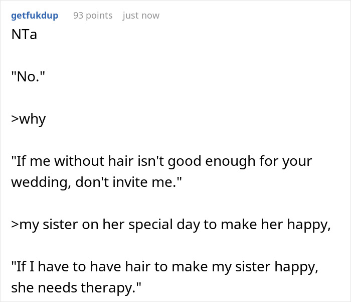 Teen Is Shocked At Sister’s Audacity For Asking Her To Wear A Wig At Her Wedding Teen Is Shocked At Sister’s Audacity For Asking Her To Wear A Wig At Her Wedding