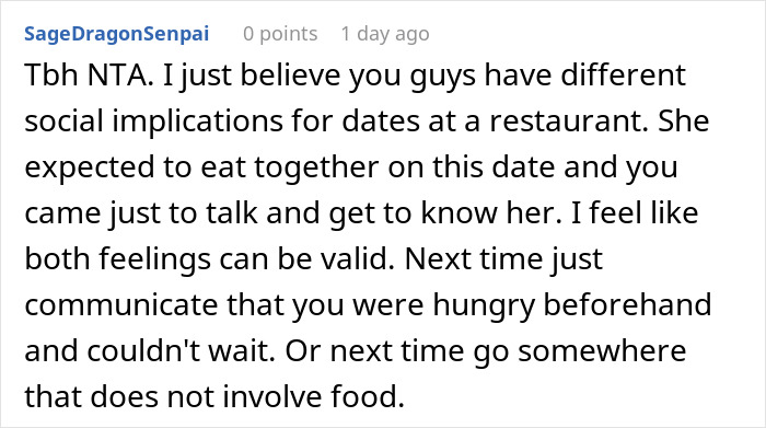 Guy Doesn't Understand Why Date Got Upset He Ate Without Her, The Internet Doesn’t Hold Back