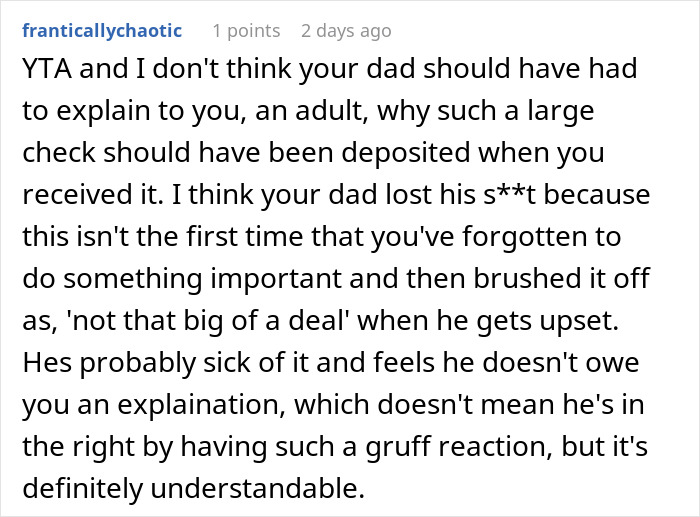 “His Anger Was Out Of Line”: Dad Wants Daughter To Deposit Christmas Check, Loses It As She Doesn’t “His Anger Was Out Of Line”: Dad Wants Daughter To Deposit Christmas Check, Loses It As She Doesn’t