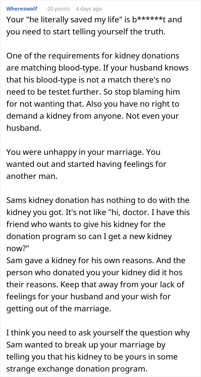 Husband Is OK With Letting Wife Die Instead Of Giving Her A Kidney, Loses Her To Another Man