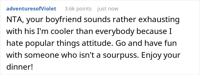 Man Requests A Free Meal, Which His GF Accepted Due To Her Hobby He Continually Made Fun Of Man Requests A Free Meal, Which His GF Accepted Due To Her Hobby He Continually Made Fun Of