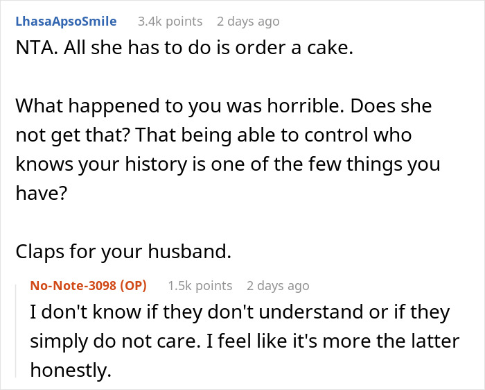 In-Laws Betray Woman’s Trust By Sharing Her Secret, She Refuses To Bake A Cake For Niece In Return In-Laws Betray Woman’s Trust By Sharing Her Secret, She Refuses To Bake A Cake For Niece In Return