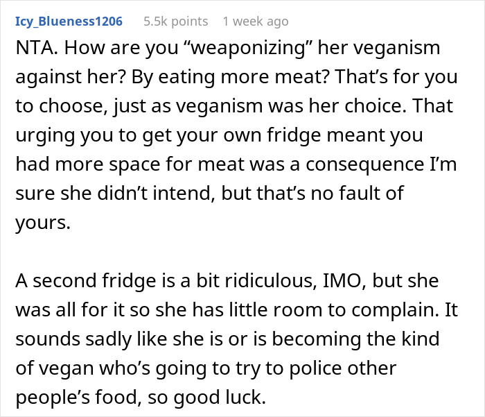 Vegan Woman Pushes Her Husband Out Of The Family Fridge, Is Enraged When He Gets His Own Vegan Woman Pushes Her Husband Out Of The Family Fridge, Is Enraged When He Gets His Own