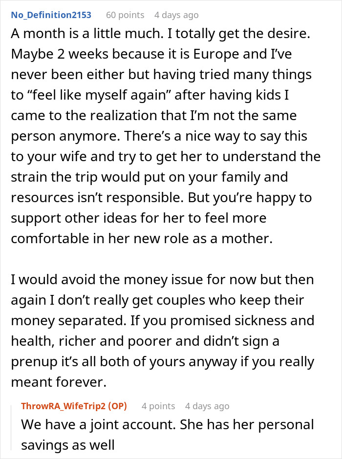Husband Is Thinking Of Ending His Marriage After His Wife Asks For A Month Off From Being A Mom