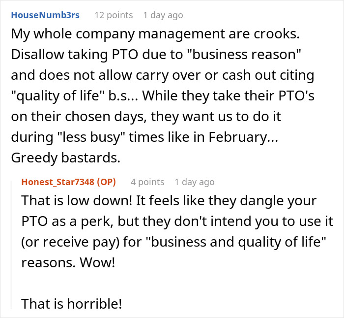 “Four Paid Unused Vacation Days Will Cost You Thousands”: Worker Complies With A Made-Up Rule “Four Paid Unused Vacation Days Will Cost You Thousands”: Worker Complies With A Made-Up Rule