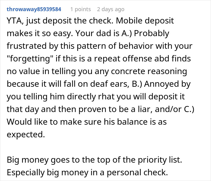 “His Anger Was Out Of Line”: Dad Wants Daughter To Deposit Christmas Check, Loses It As She Doesn’t “His Anger Was Out Of Line”: Dad Wants Daughter To Deposit Christmas Check, Loses It As She Doesn’t