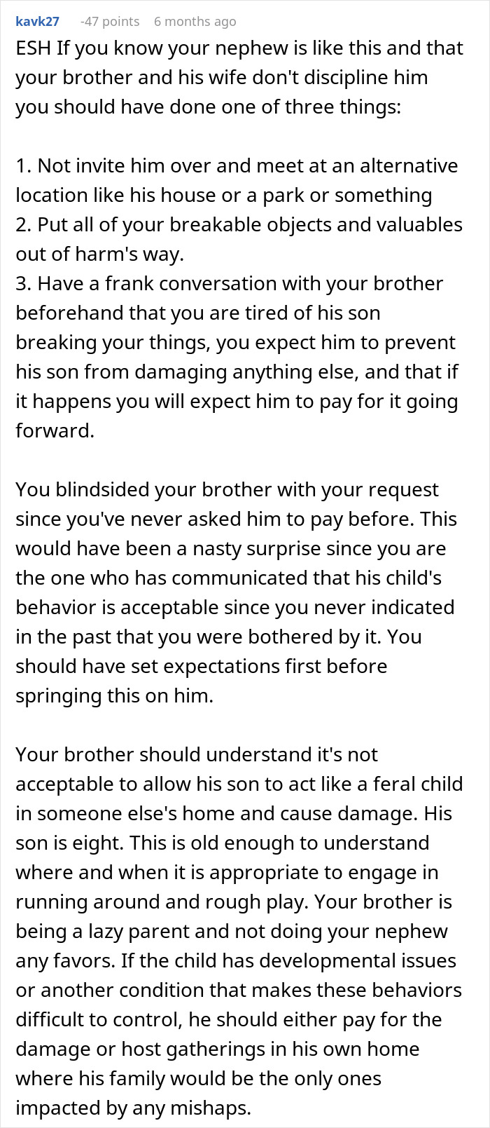 Dad Is Furious His Sister Is Asking Him For $4k In Damages After Nephew Wreaks Havoc Dad Is Furious His Sister Is Asking Him For $4k In Damages After Nephew Wreaks Havoc