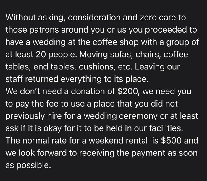 Couple Spark Outrage After Taking Over Cafe For Wedding Without Permission, Owners Clap Back