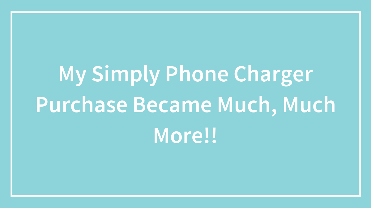 My Simply Phone Charger Purchase Became Much, Much More!!