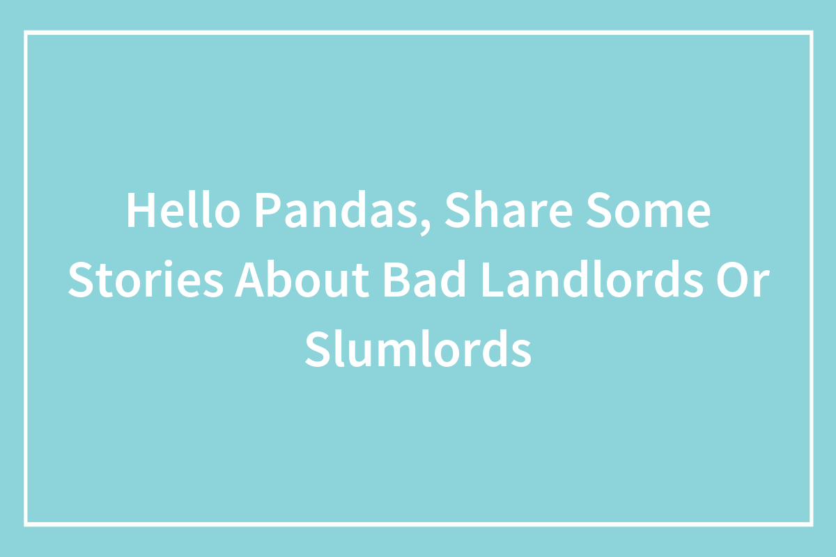Hello Pandas, Share Some Stories About Bad Landlords Or Slumlords ...