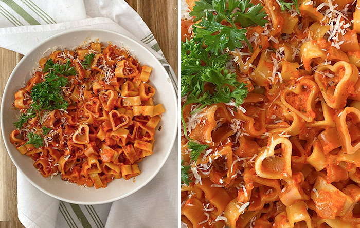Roasted Red Pepper Pasta For A Nice Valentine's Dinner At Home