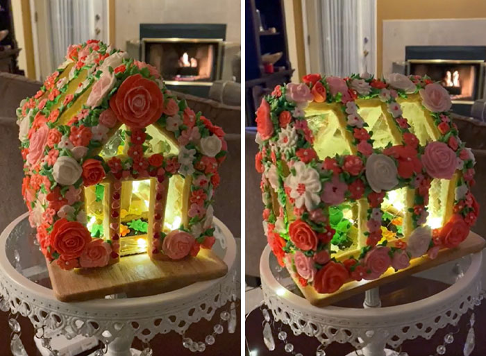 I Ran Out Of Time During The Holidays To Make A Gingerbread House, So I Decided To Make A Valentine/Spring Sugar Cookie House