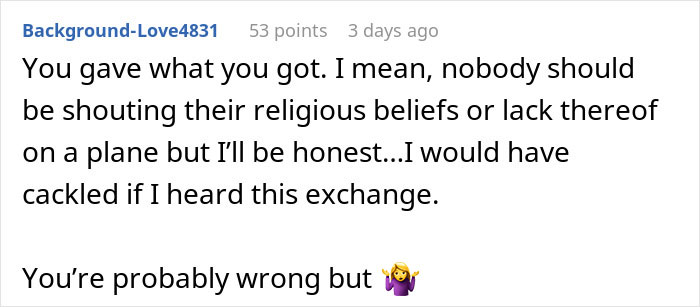 Man Called Out For Causing "Unnecessary Human Interaction" As He Mocks A Religious Lady On A Plane Man Called Out For Causing "Unnecessary Human Interaction" As He Mocks A Religious Lady On A Plane