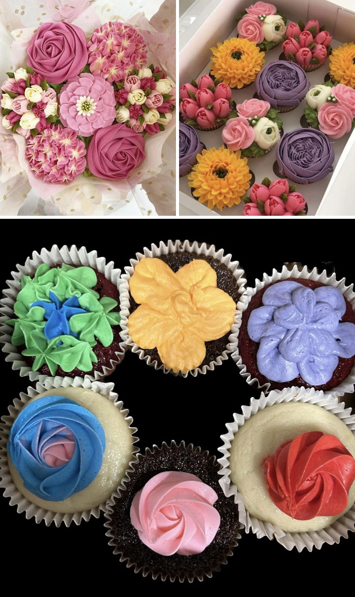 Pedí un "ramo" de cupcakes para el día de la madre. Las primeras fotos son ejemplos del insta de la pastelería, y luego lo que recibí