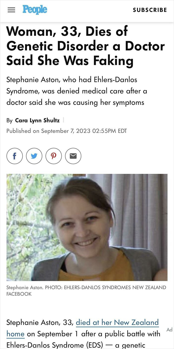 Woman 33, Dies Of Genetic Disorder A Doctor Said She Was Faking