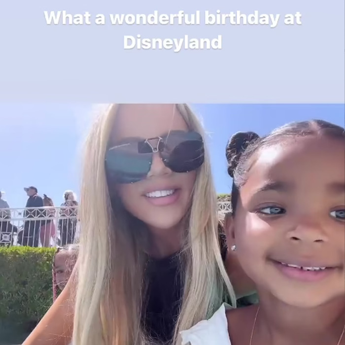 Khloé Kardashian Made An Instagram Story Post About Her Daughter True's First Trip To Disneyland, Confirming A Viral Theory That, Several Months Prior, Her Sister Kim Kardashian Had Photoshopped True Over Their Niece, Stormi