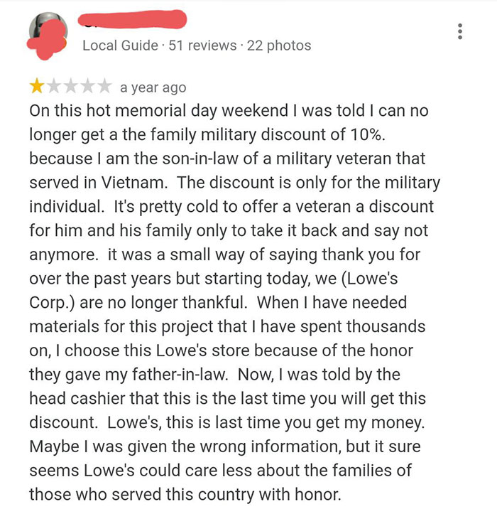 Imagine Thinking You Qualified For A Military Discount Because Your Father-In-Law Fought In The Vietnam War