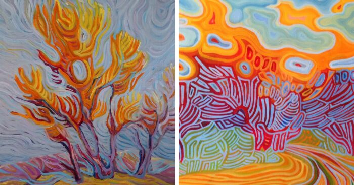 I Can’t Get Rid Of The Flames In My Landscape Paintings (12 Pics)
