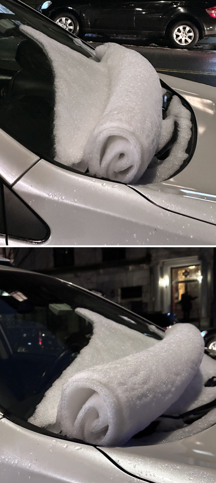 The Way The Snow On My Windshield Rolled Itself Up Like A Swiss Roll