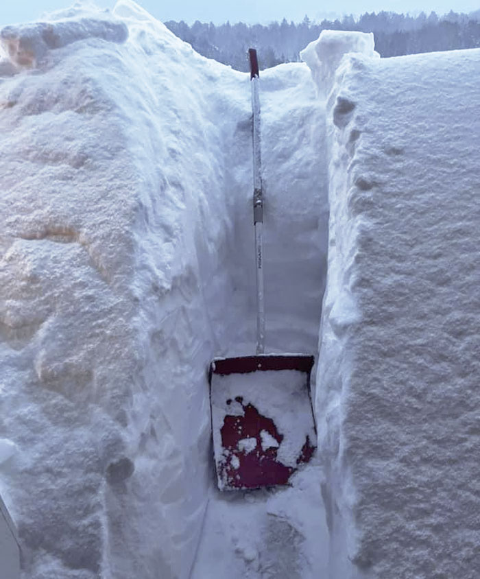 You Wouldn't Believe It, But This Is The Amount Of Snow We Had Here In Norway In 2 Days. Right Outside My Door