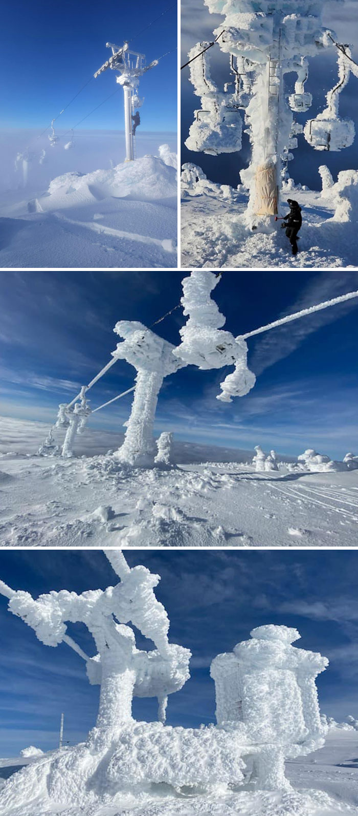 Frozen Snow Lift At Big White Ski Resort, British Columbia, Canada
