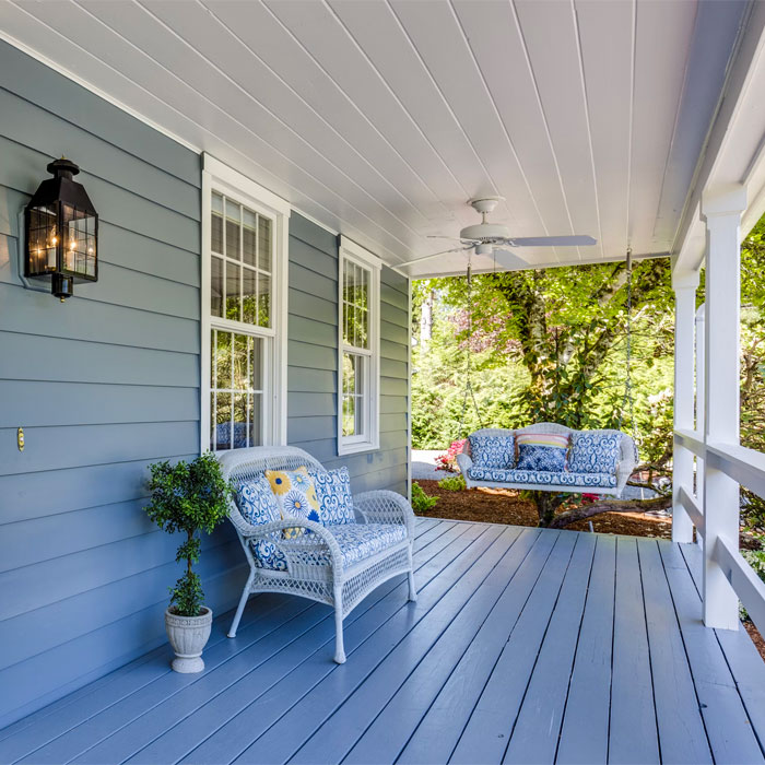House blue porch with swing