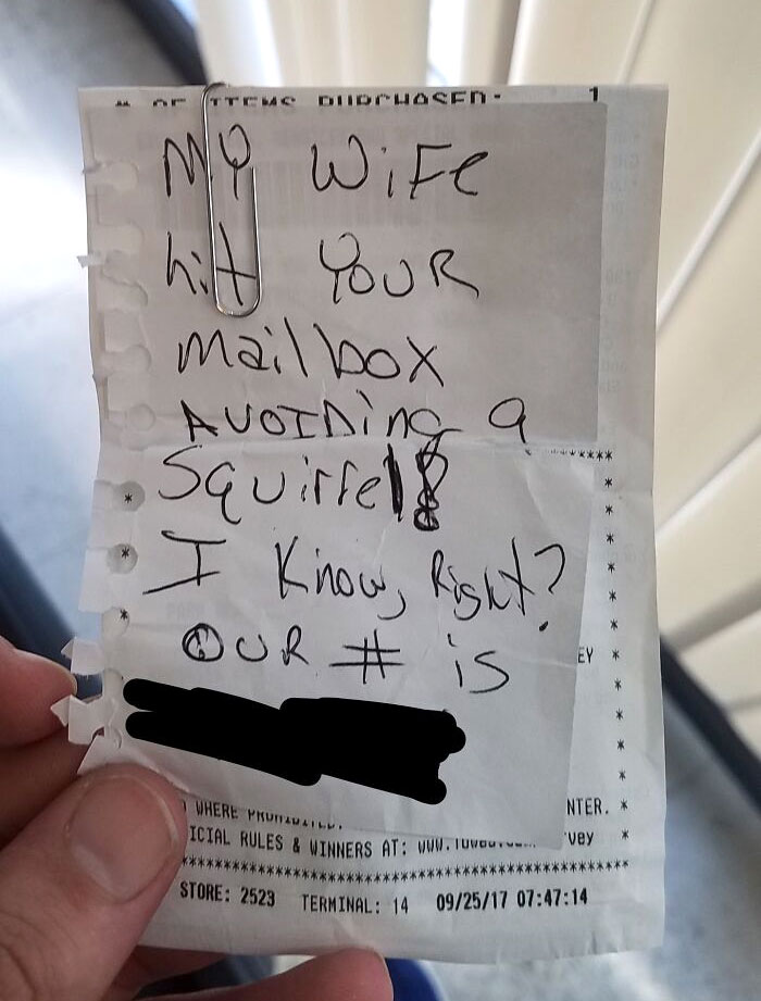 Mailbox Damaged - Found This Note