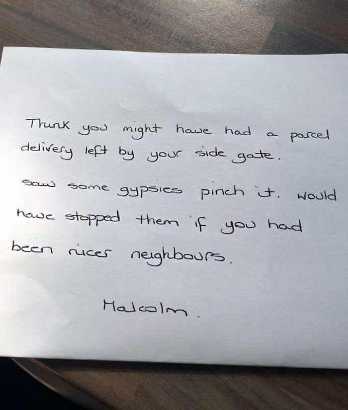 A Friend Of Mine Has Received This Note From The Guy Next Door