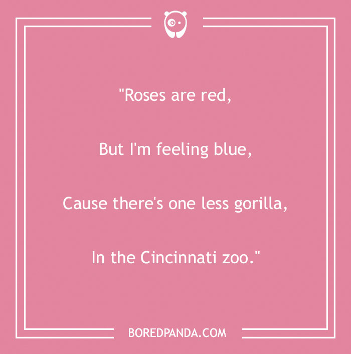 Funny "Roses Are Red" poem about feeling blue due to a missing gorilla at the Cincinnati zoo.