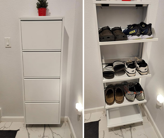 A Chic 3 & 4-Drawer Shoe Cabinet To Finally End That Messy Shoe Pile. It’s Fuss-Free, Boasts Easy Cleanup, Fits Space-Challenged Apartments And It Won't Make You Assemble It!